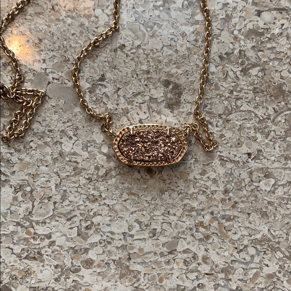 Kendra Scott Elisa Rose Gold Druzy Necklace